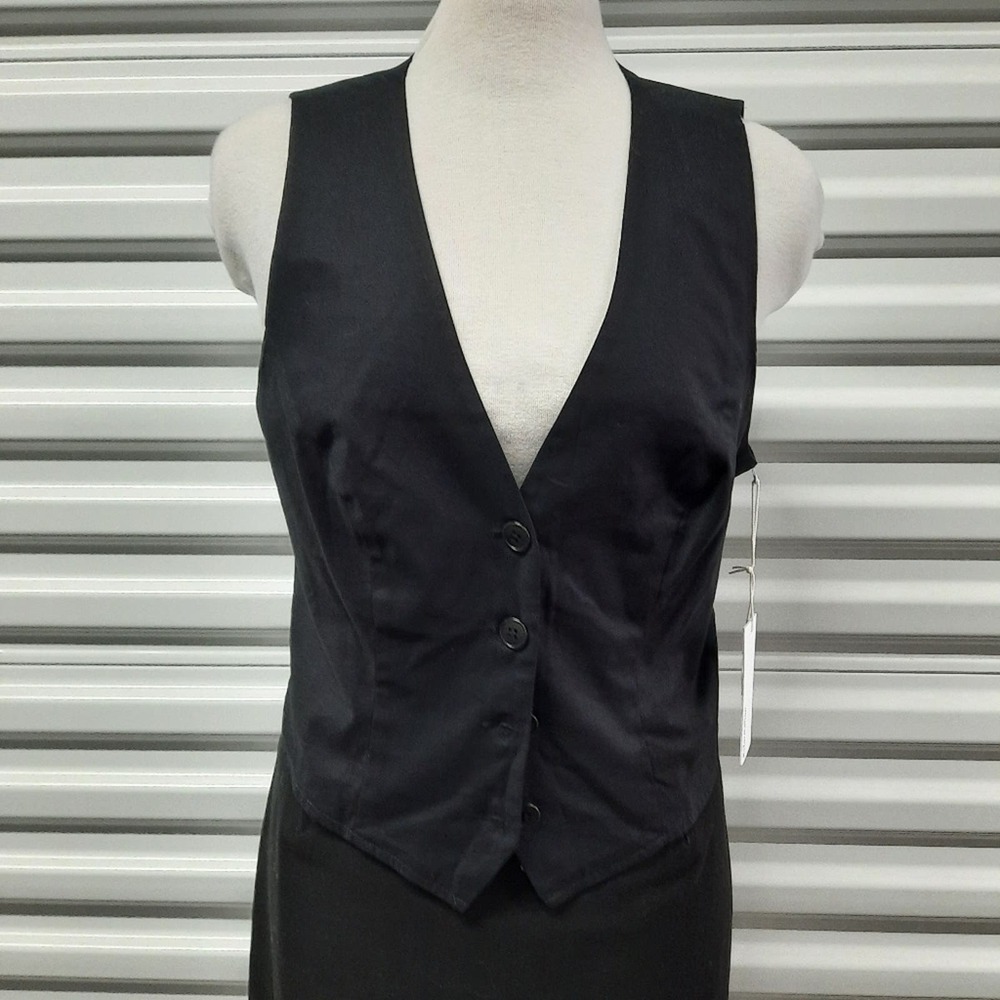 Reformation Devin Twill Vest Womens Size 10 Black Sleeveless Button Front Top - Picture 1 of 7